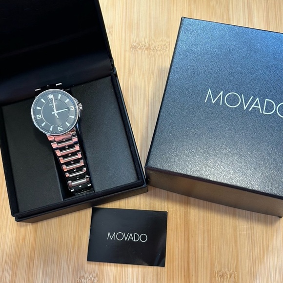 Movado Pilot Watch With 41mm Black Face & Silver Bracelet - Picture 7 of 8